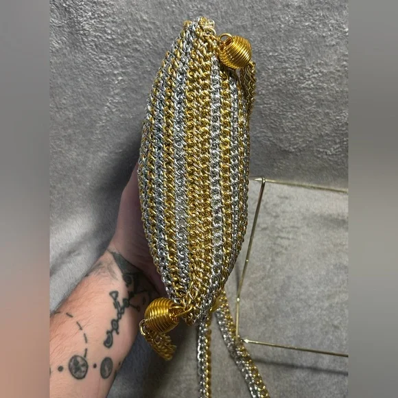 Rare 1960s Delill Silver & Gold Chain Tassel Bag - Picture 7 of 9